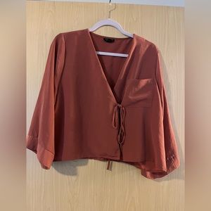 Topshop tie in front blouse pink